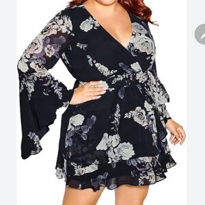 City Chic Black Floral Mini Dress